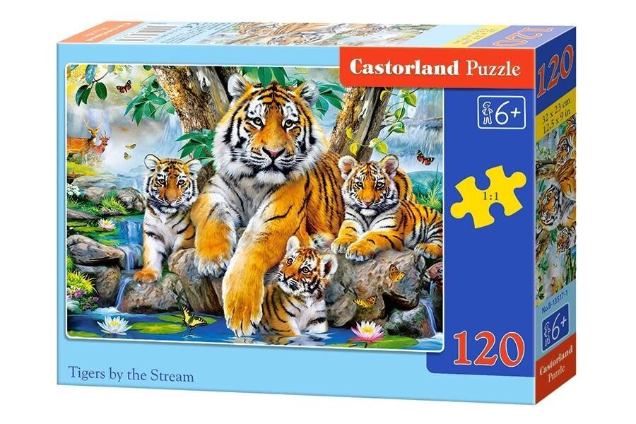 Castorland Tigers by the Stream pusle, 120 tükki hind ja info | Pusled | kaup24.ee