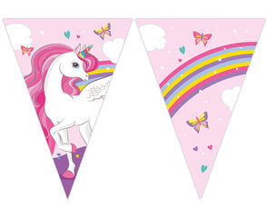 Vimplitega kaunistusriba 230 x 25 cm "Unicorn Rainbow" 93763 цена и информация | Праздничные декорации | kaup24.ee