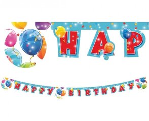 Гирлянда из бумаги Sparkilng Balloons "Happy Birthday", 200 x 16 см 88155 цена и информация | Праздничные декорации | kaup24.ee