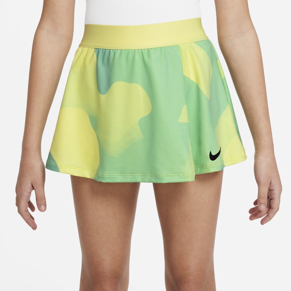 Tüdrukute tenniseseelik Nike Court Girls Dri Fit Victory Flouncy Skirt, roheline/kollane hind ja info | Tüdrukute seelikud | kaup24.ee