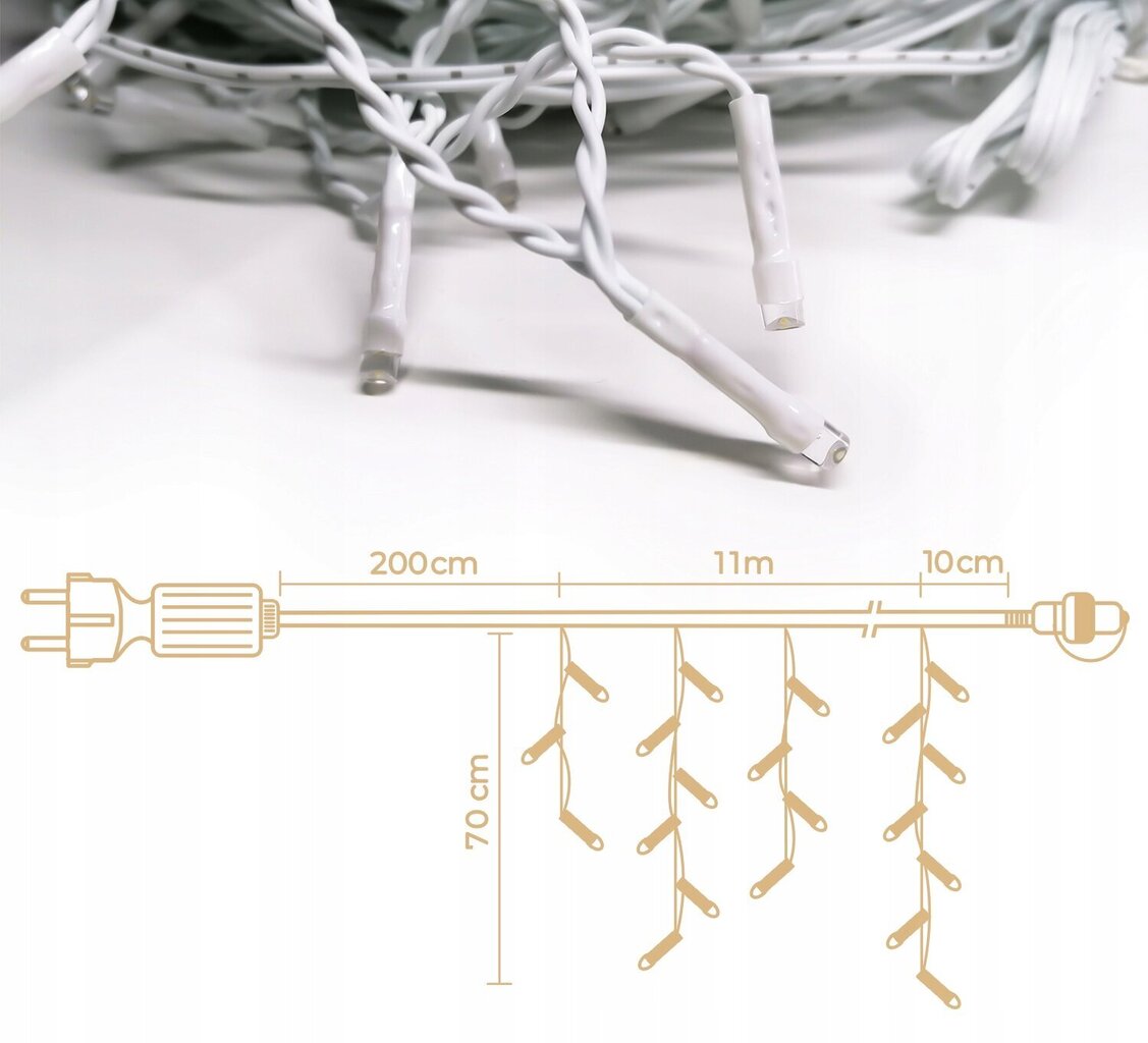 Jõulutuled "Jääpurikad", 300 Led, 11 m, soe valgus цена и информация | Jõulutuled | kaup24.ee