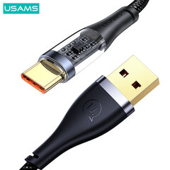 USAMS Icy Series 66W USB to type-C, kiirlaadimise ja andmesidekaabliga, must hind ja info | Mobiiltelefonide kaablid | kaup24.ee