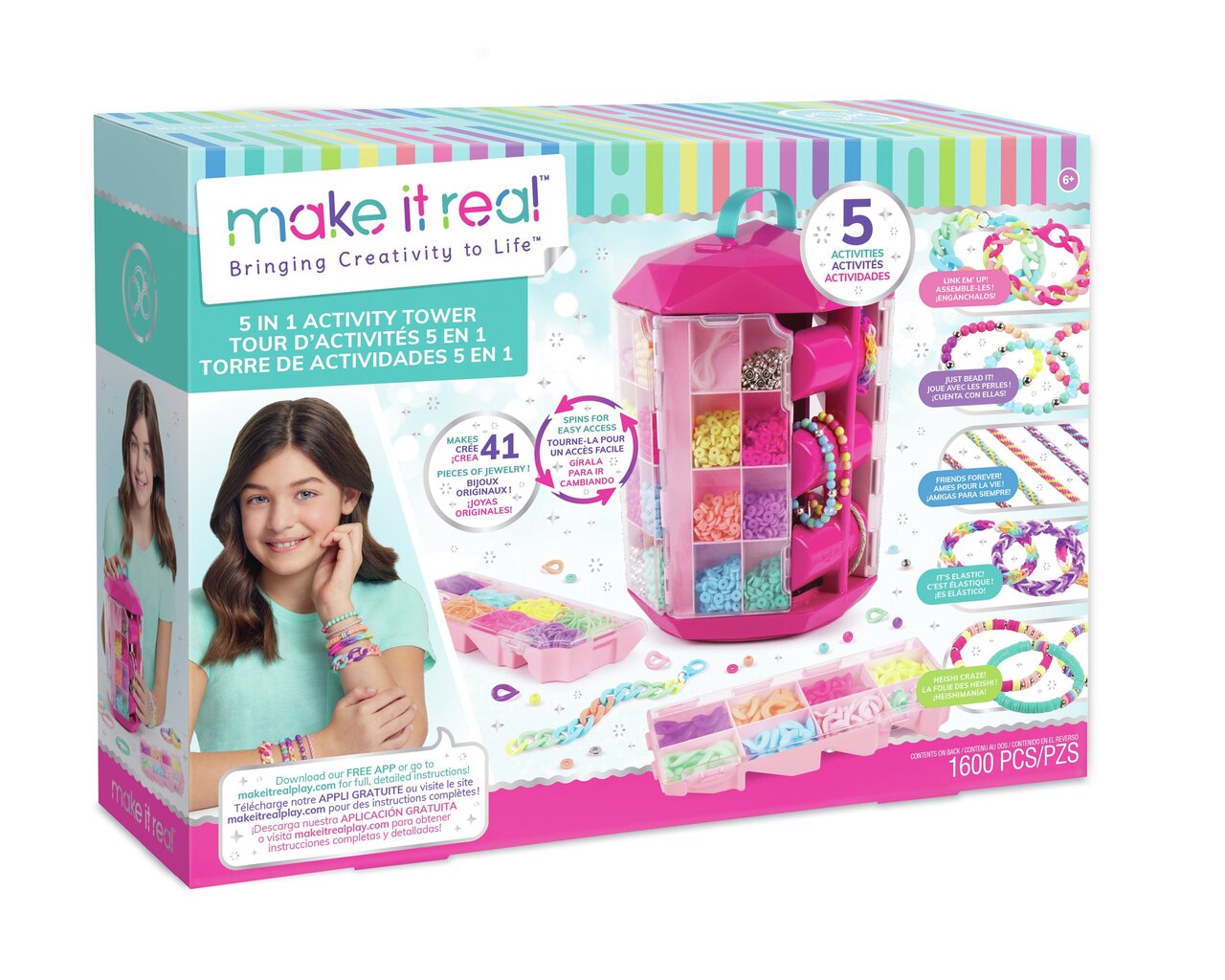 MAKE IT REAL Käsitöö komplekt 5 ühes Activity Tower hind ja info | Tüdrukute mänguasjad | kaup24.ee