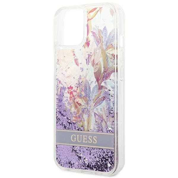 Telefoniümbris GUESS Flower Liquid Glitter Hardcase - iPhone 14 Plus, lilla hind ja info | Telefoni kaaned, ümbrised | kaup24.ee