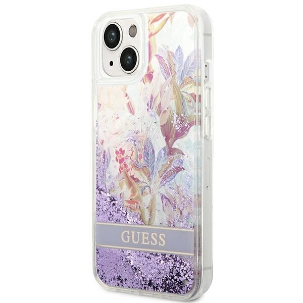 Telefoniümbris GUESS Flower Liquid Glitter Hardcase - iPhone 14 Plus, lilla hind ja info | Telefoni kaaned, ümbrised | kaup24.ee