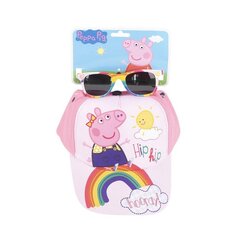 Komplekt Peppa Pig päikeseprillid roosa müts (2 pcs) hind ja info | Tüdrukute mütsid, sallid, kindad | kaup24.ee