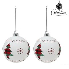 Jõulukuulid Christmas Planet 1860 8 cm (2 tk.) Klaas Valge цена и информация | Ёлочные игрушки | kaup24.ee