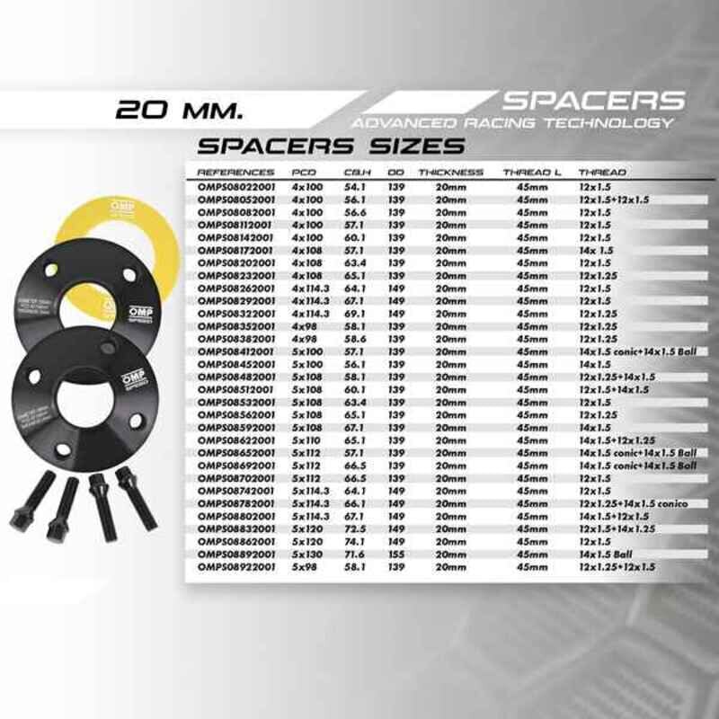 Eraldaja komplekt Omp 5X98 58,1 M12 x 1,25 + M12 x 1,5 20 mm цена и информация | Lisaseadmed | kaup24.ee