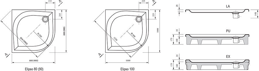 Kandik Ellipso-90 PAN hind ja info | Dušialused | kaup24.ee