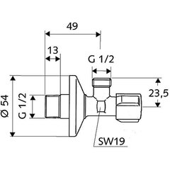 Nurgaventiil Schell 1/2'' x 1/2'', d Ø15 mm hind ja info | Torude ühendused, ventiilid | kaup24.ee