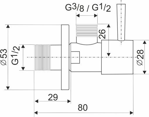 Nurgaklapp/ventiil 1/2"-3/8" kraanile, must hind ja info | Torude ühendused, ventiilid | kaup24.ee