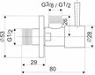 Nurgaklapp/ventiil 1/2"-3/8" kraanile, must цена и информация | Torude ühendused, ventiilid | kaup24.ee