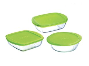 Pyrex ahjuvorm rohelise plastkaanega 1,1 L цена и информация | Посуда для хранения еды | kaup24.ee