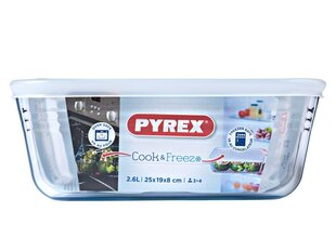 Термостойкая емкость Pyrex Cook & Freeze, 25x19 см, 2,6 л цена и информация | Формы, посуда для выпечки | kaup24.ee