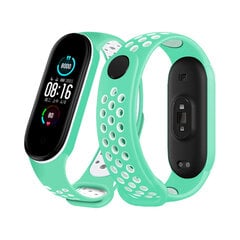 Спортивный силиконовый ремешок Xiaomi Mi Band 5/6 — Белый/Зелёный цена и информация | Аксессуары для смарт-часов и браслетов | kaup24.ee