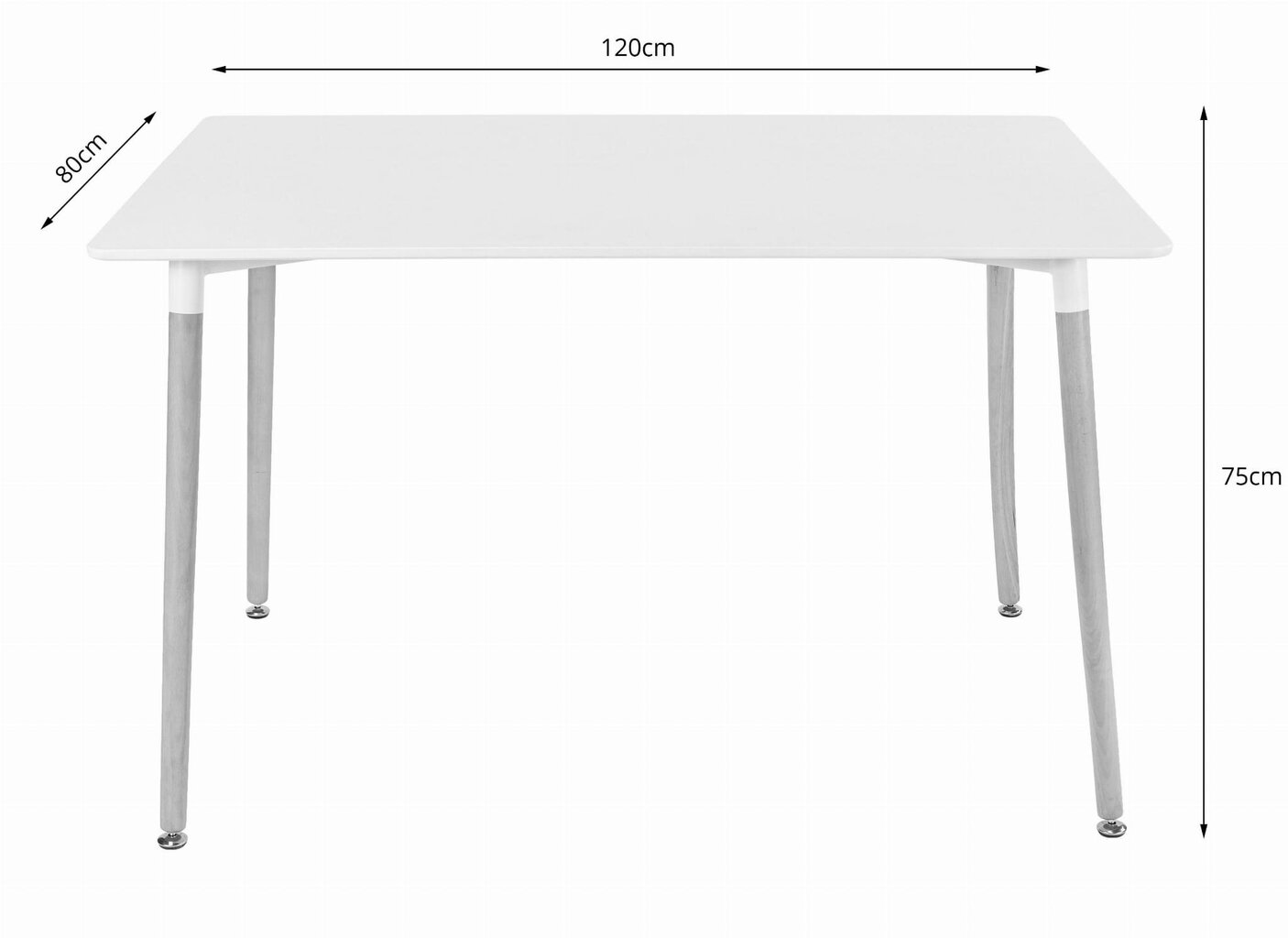 ADRIA laud, 120 x 80 cm, must hind ja info | Köögi- ja söögilauad | kaup24.ee