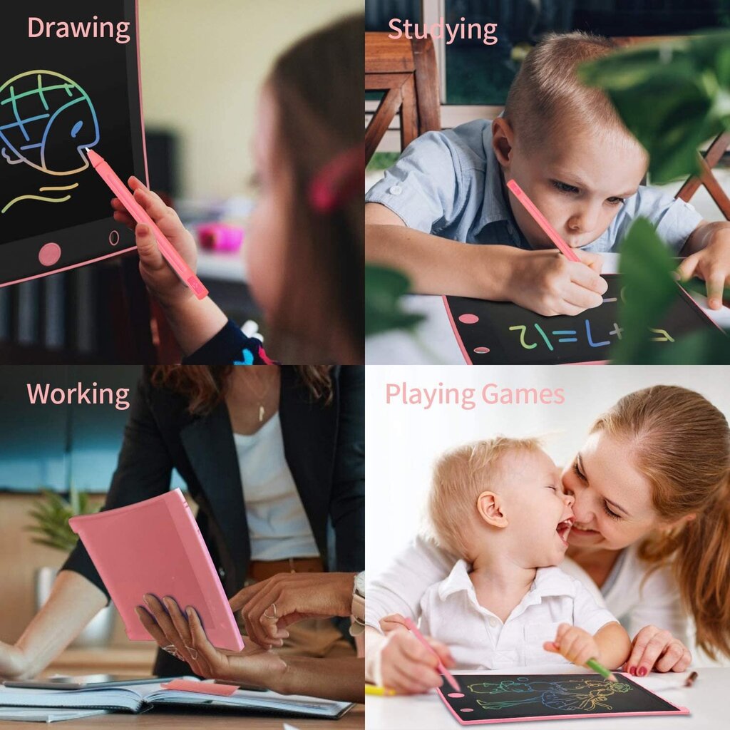 LCD värviline joonistus- ja kirjutustahvel koos pliiatsiga lastele GOAPA, roosa цена и информация | Arendavad mänguasjad | kaup24.ee