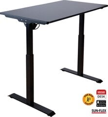 Reguleeritava kõrgusega kirjutuslaud SUN-FLEX®EASYDESK ELITE, elektriline, ühemootoriline, must raam, 120x60 cm must lauaplaat цена и информация | Компьютерные, письменные столы | kaup24.ee