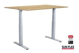 Reguleeritava kõrgusega kirjutuslaud SUN-FLEX®EASYDESK ADAPT, elektriline, kahe mootoriga, valge raam, 140x80 cm, kasepuidust lauaplaat цена и информация | Компьютерные, письменные столы | kaup24.ee