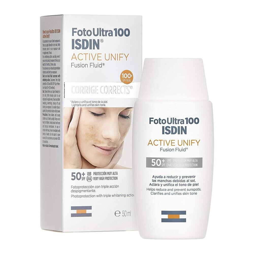 Päivituskreem näole Isdin Foto Ultra 100 Active Unify Pigmendilaikude vastane ravi Spf 50+ (50 ml) hind ja info | Päikesekreemid | kaup24.ee