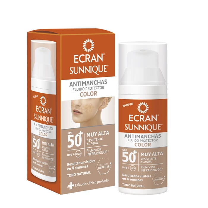 Anti-Brown Spot jumeühtlustamise päikeselosjoon ECRAN SUNNIQUE COLOR Ecran Spf 50+ (50 ml) 50+ (50 ml) hind ja info | Päikesekreemid | kaup24.ee