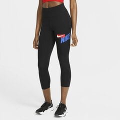 Штаны женские тренировочные Nike W One Crop HBR GRX Tight, черные цена и информация | Спортивная одежда женская | kaup24.ee