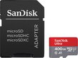 Sandisk 400 GB Ultra Android microSDXC + SD-adapter + mälutsooni rakendus 100 MB/s A1 klass 10 UHS-I цена и информация | Mobiiltelefonide mälukaardid | kaup24.ee