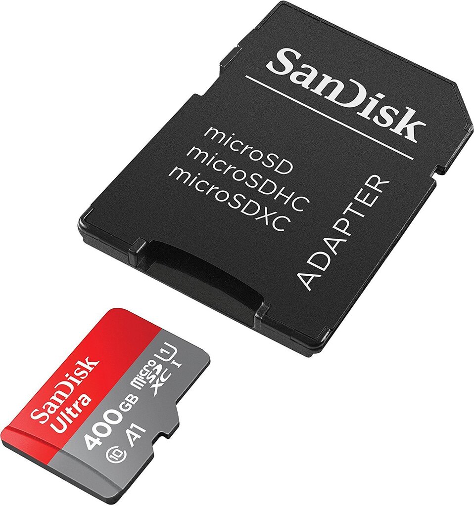 Sandisk 400 GB Ultra Android microSDXC + SD-adapter + mälutsooni rakendus 100 MB/s A1 klass 10 UHS-I цена и информация | Mobiiltelefonide mälukaardid | kaup24.ee