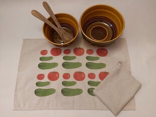 Linane rätik ilma trükita ja linane rätik 45 x 70 cm digitrükiga "Kurgid ja tomatid", 2 tk hind ja info | Köögirätikud, pajakindad, põlled | kaup24.ee