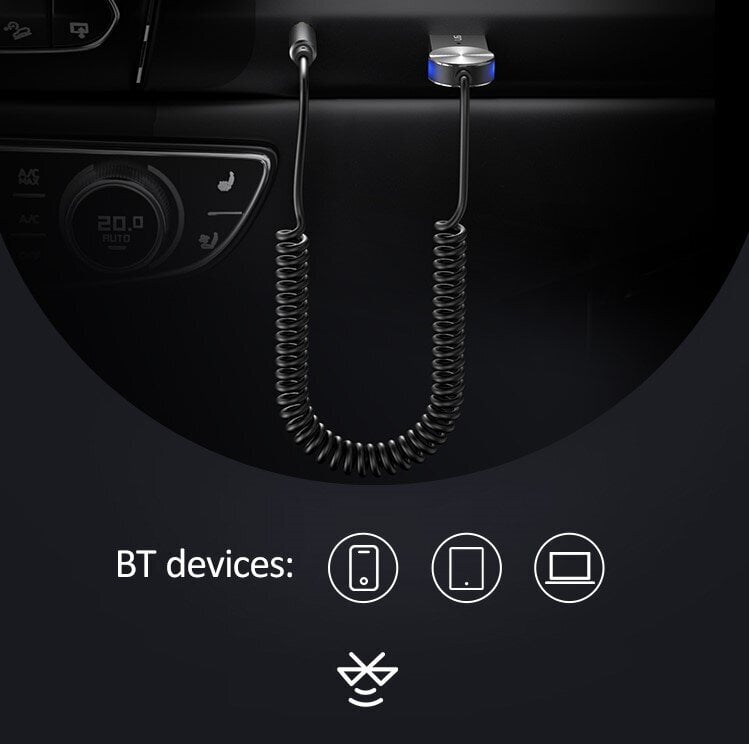 Heliadapter Usams SJ464 AUX(3,5) – Bluetooth 5.0, must hind ja info | Käed-vabad seadmed | kaup24.ee