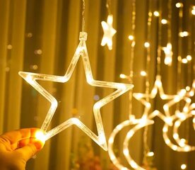 Jääpurika tüüpi Led valgustid kaunistustega (jõulu LED kardinavalgustid/lambid) 3,5 m + 3 m цена и информация | Гирлянды | kaup24.ee