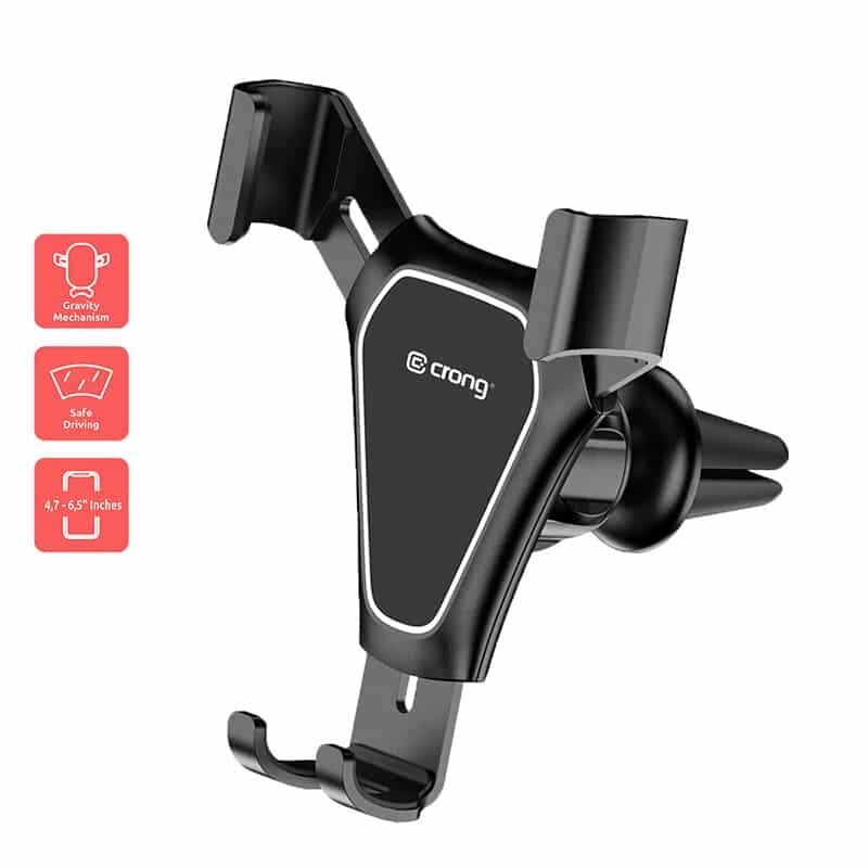 Crong Gravity Auto-Clip autokinnitus – Gravity autokinnitus 4,7–6,5 tolli (must) hind ja info | Mobiiltelefonide hoidjad | kaup24.ee