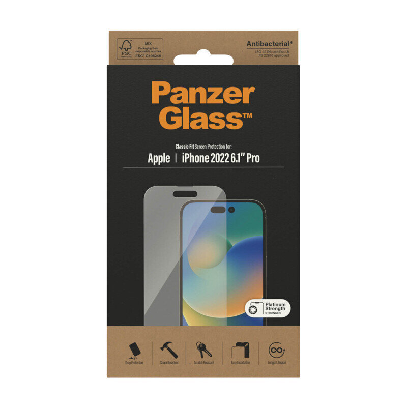 PanzerGlass iPhone 14 Pro цена и информация | Ekraani kaitsekiled | kaup24.ee