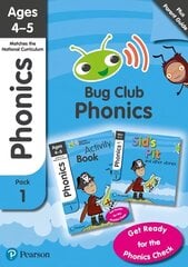 Phonics - Learn at Home Pack 1 (Bug Club), Phonics Sets 1-3 for ages 4-5 (Six stories plus Parent Guide plus Activity Book) цена и информация | Книги для подростков и молодежи | kaup24.ee