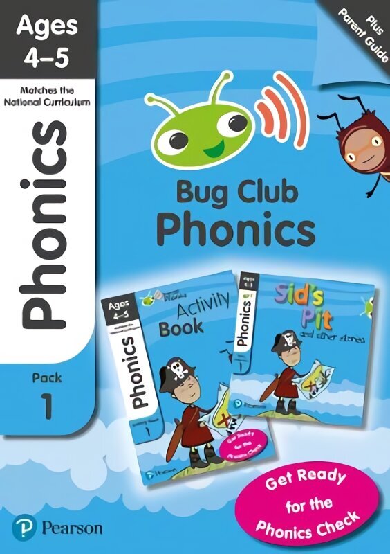 Phonics - Learn at Home Pack 1 (Bug Club), Phonics Sets 1-3 for ages 4-5 (Six stories plus Parent Guide plus Activity Book) цена и информация | Noortekirjandus | kaup24.ee