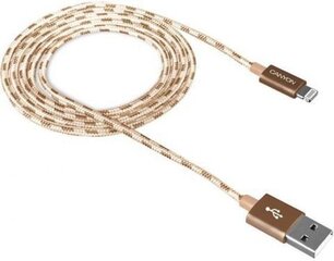 Телефонный кабель Canyon CNE-CFI3DG Lightning Apple USB, в оплетке, 1 м, золотой цена и информация | Кабели для телефонов | kaup24.ee