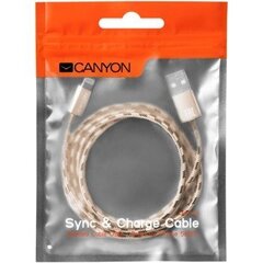 Телефонный кабель Canyon CNE-CFI3DG Lightning Apple USB, в оплетке, 1 м, золотой цена и информация | Кабели для телефонов | kaup24.ee