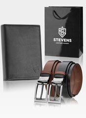 Подарочный набор для мужчин с двусторонним ремнем Stevens 326 цена и информация | Мужские кошельки | kaup24.ee