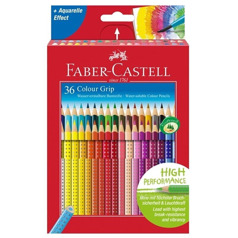 Värvipliiatsid Faber-Castell Colour Grip 36-värvi цена и информация | Kunstitarbed, voolimise tarvikud | kaup24.ee