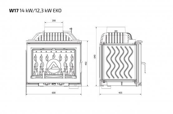 Kaminasüdamik Kaw-met W17 Eko Dekor, 12,3 kW hind ja info | Kaminad | kaup24.ee