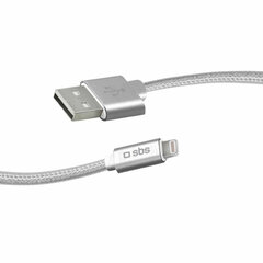 USB-Lightning Kaabel SBS ‎TECABLEUSBIP5BS 1 m Hõbe hind ja info | Mobiiltelefonide kaablid | kaup24.ee