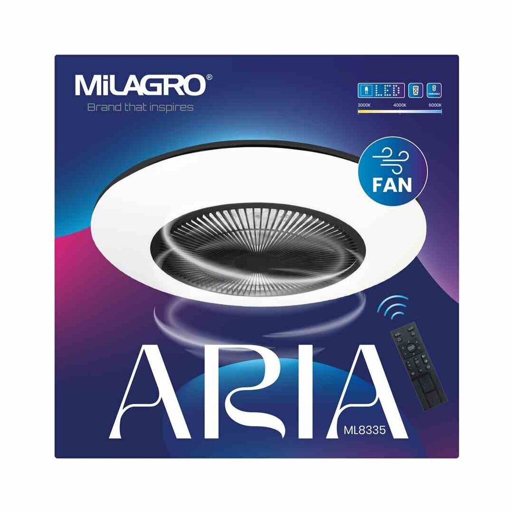 Laevalgusti LED ARIA BLACK 38W ventilaatoriga цена и информация | Laelambid | kaup24.ee