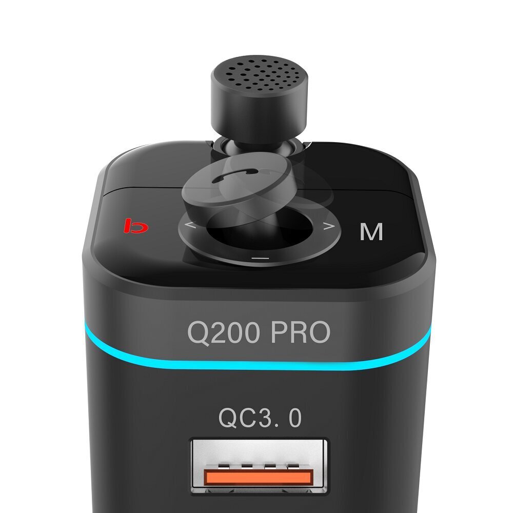 Feegar Q200 PRO FM modulaator Bluetooth 5.0 saatja BT QC 3.0 PD microSD MP3 USB-C 12-24V laadija 42W HD mikrofon цена и информация | FM modulaatorid, FM trasmitterid | kaup24.ee