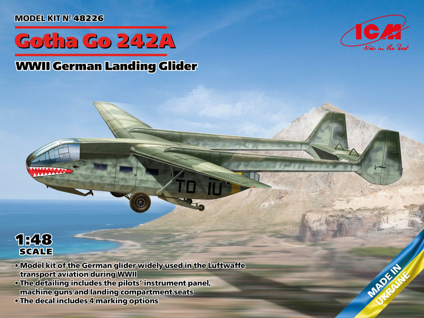 Liimitav mudel ICM 48226 WWII German Landing Glider Gotha Go 242A 1/48 hind ja info | Liimitavad mudelid | kaup24.ee