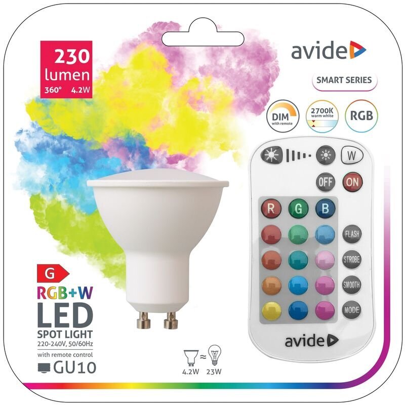 Led lamp Avide Smart RGB 4.2W GU10 230lm, puldiga цена и информация | Lambipirnid, lambid | kaup24.ee