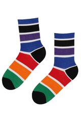 Хлопковые носки в широкую разноцветную полоску с резинкой в холодных оттенках COLOUR цена и информация | Женские носки | kaup24.ee