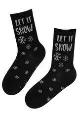 Хлопковые рождественские носки ANGEL ANGELBLACK.SNOW-36-40, черные цена и информация | Женские носки | kaup24.ee