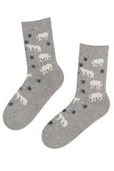 Женские тёплые шерстяные носки серого цвета с изображением белых мишек и снежинок ARCTIC  цена и информация | Женские носки | kaup24.ee