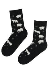 Женские тёплые шерстяные носки чёрного цвета с изображением белых мишек и снежинок ARCTIC цена и информация | Женские носки | kaup24.ee