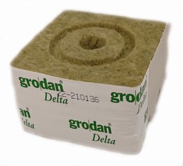 Kivivilla kasvukuup - substraat Grodan Delta Rockwool 100x100x65mm ava ø20mm цена и информация | Вазоны для рассады и пересадки | kaup24.ee